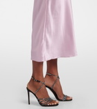 Alessandra Rich Lace-trimmed silk satin midi dress