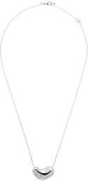AGMES Silver Small Sculpted Heart Pendant Necklace