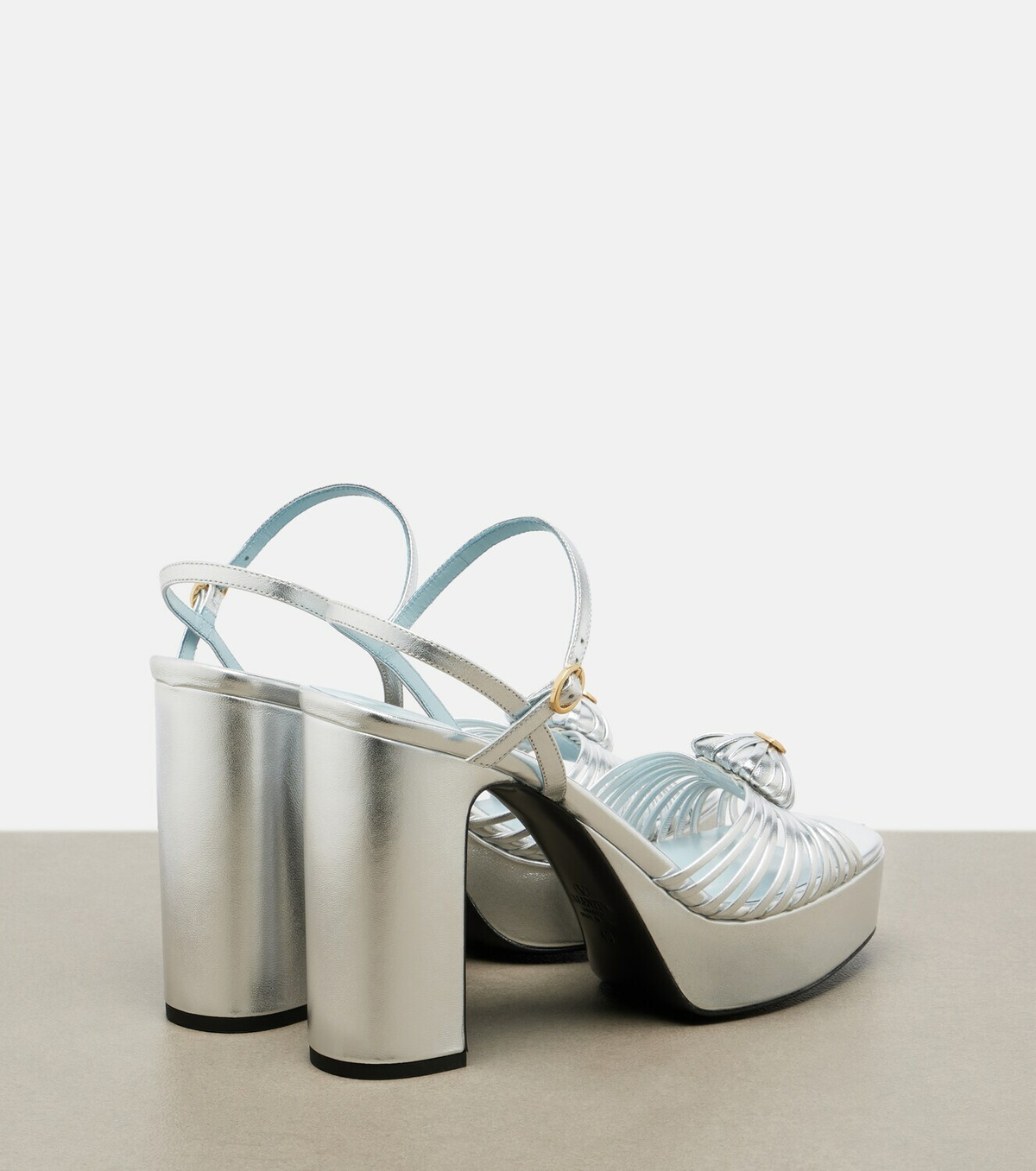 Valentino Garavani Cœur Royal metallic leather platform sandals