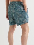 Mr P. - Straight-Leg Mid-Length Printed Recycled Swim Shorts - Blue