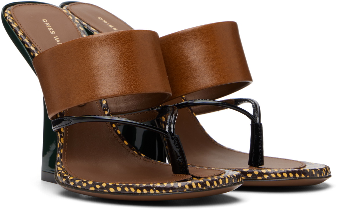 Dries Van Noten Brown Leather Heeled Sandals