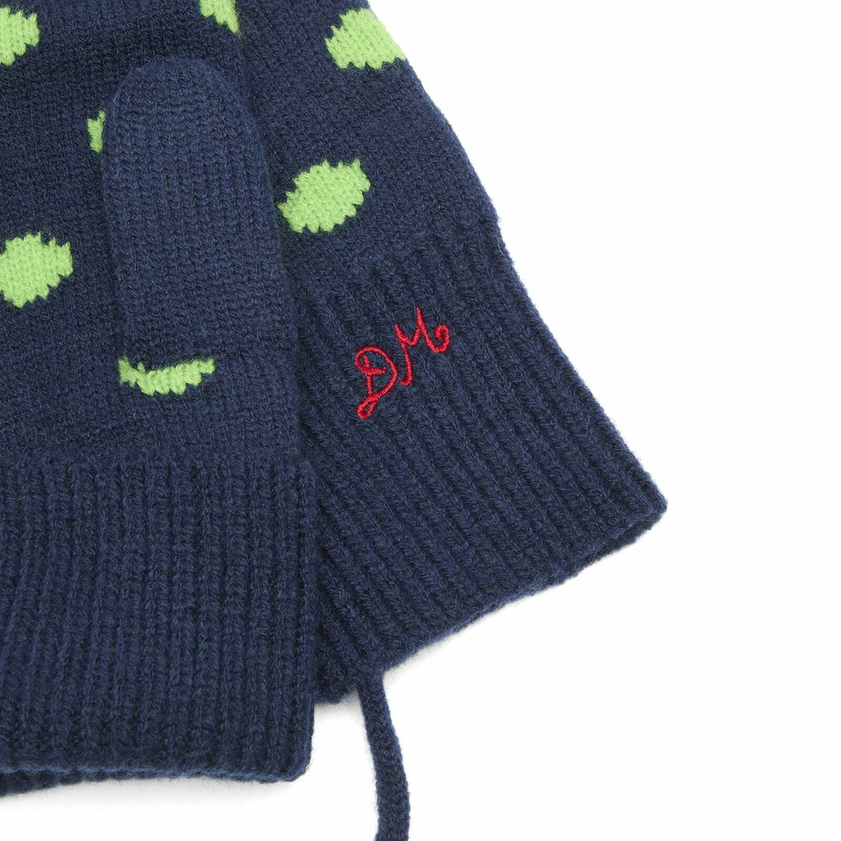 Damson Madder Women's Cable String Mittens in Charcoal/Lime 