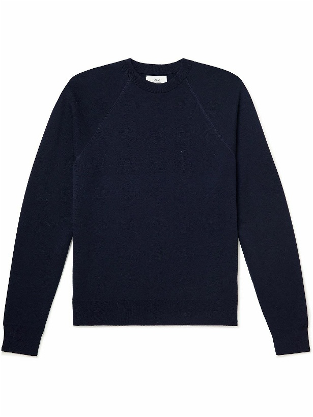 Photo: Mr P. - Double-Faced Merino Wool-Blend Sweater - Blue