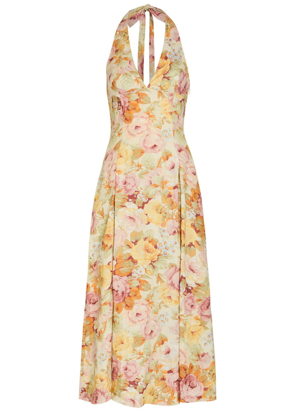 Photo: Faithfull The Brand Murano Floral-print Linen Midi Dress Multicoloured