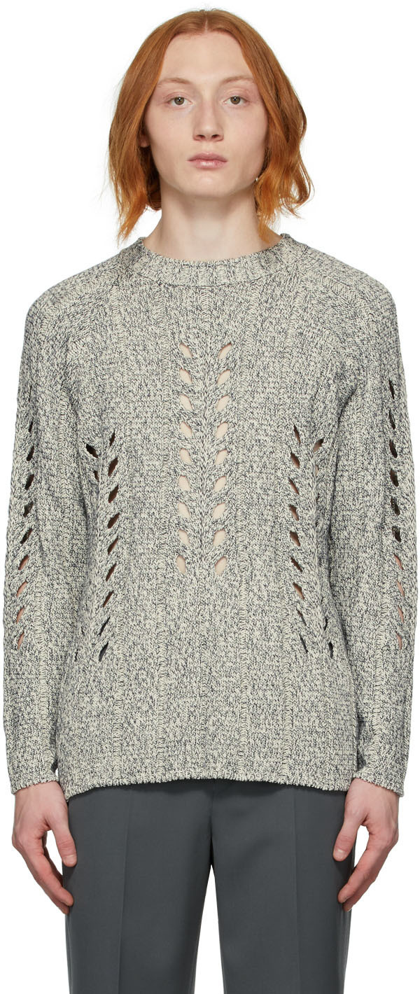 AURALEE Off-White Mix Bouclé Mesh Knit Crewneck Auralee