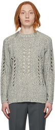 AURALEE Off-White Mix Bouclé Mesh Knit Crewneck