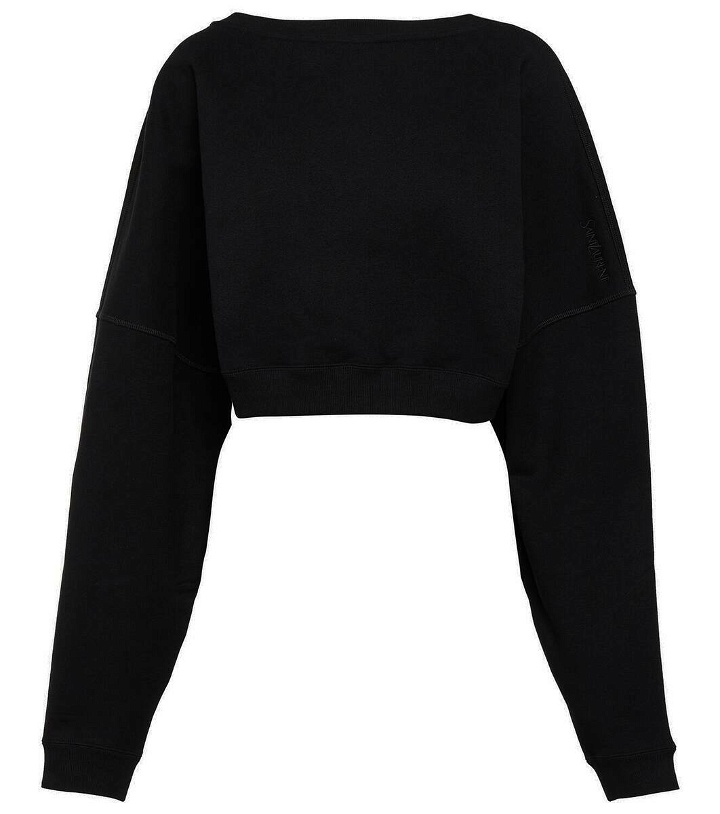Photo: Saint Laurent Logo embroidered cropped cotton sweatshirt
