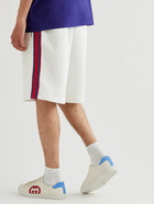 GUCCI - Straight-Leg Striped Logo-Jacquard Tech-Jersey Drawstring Shorts - White