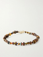 Luis Morais - 14-Karat Gold Tiger Eye Beaded Bracelet