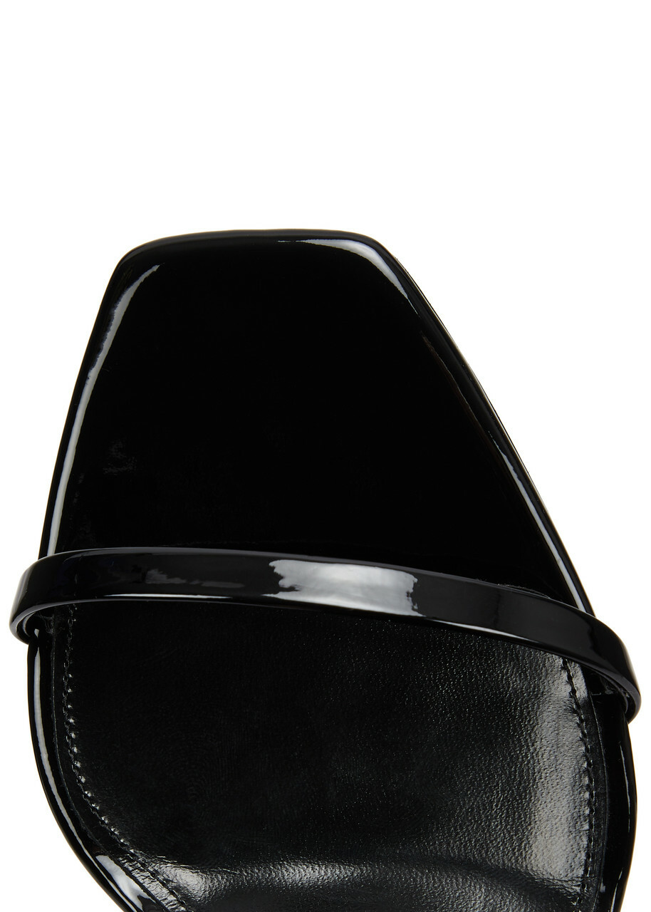 Saint Laurent Opyum 85 Logo Patent Leather Sandals Black