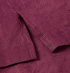 Monitaly - Camp-Collar Linen Shirt - Men - Burgundy