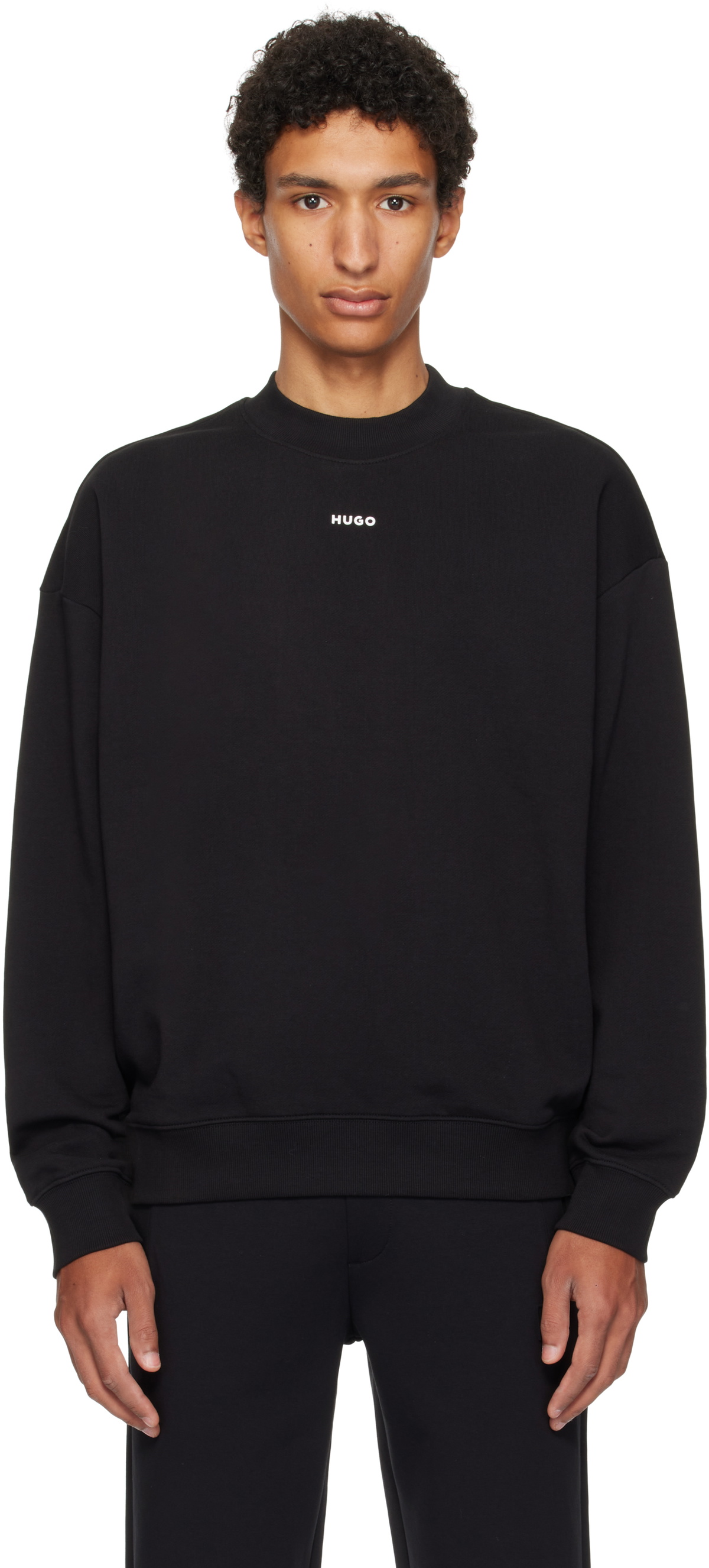 Hugo Black Relaxed-Fit Sweatshirt