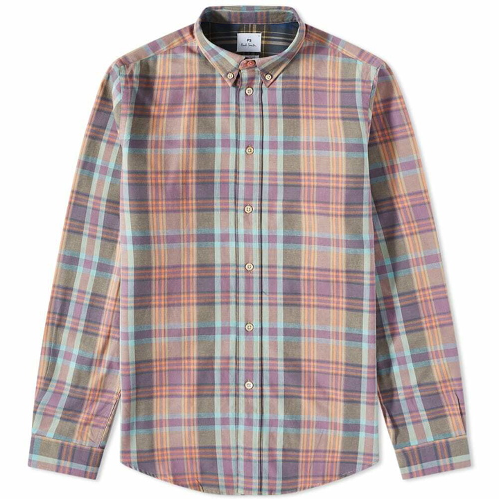 Photo: Paul Smith Men's Checked Button Down Oxford Shirt in Purple