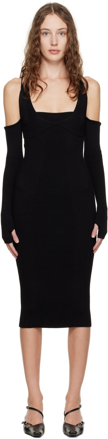 Anna October Black 'La Fleur' Midi Dress