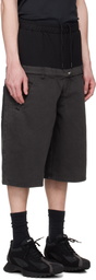 SPENCER BADU Black Dropped Denim Shorts