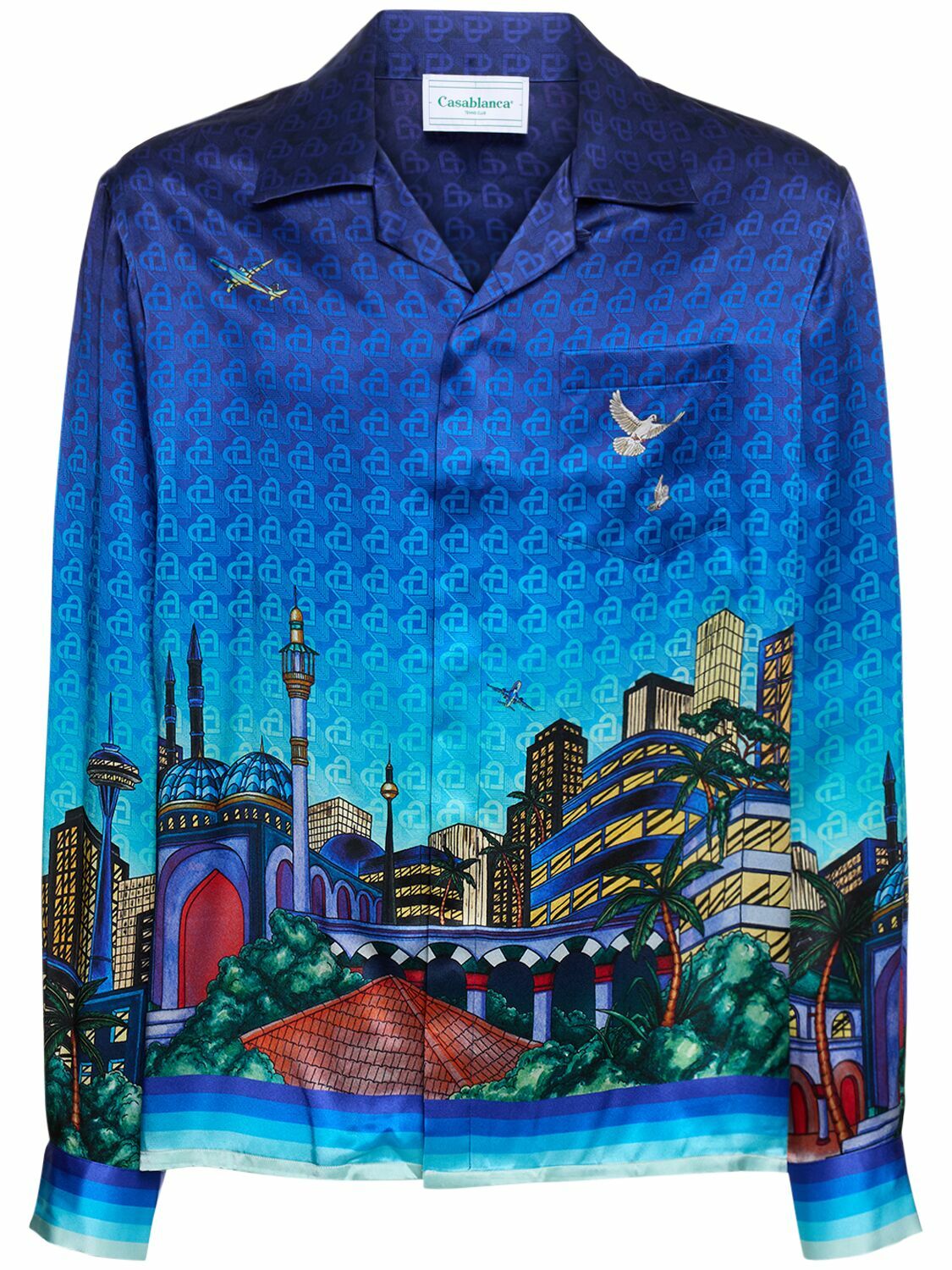 CASABLANCA - Night View Print Silk Twill Shirt Casablanca