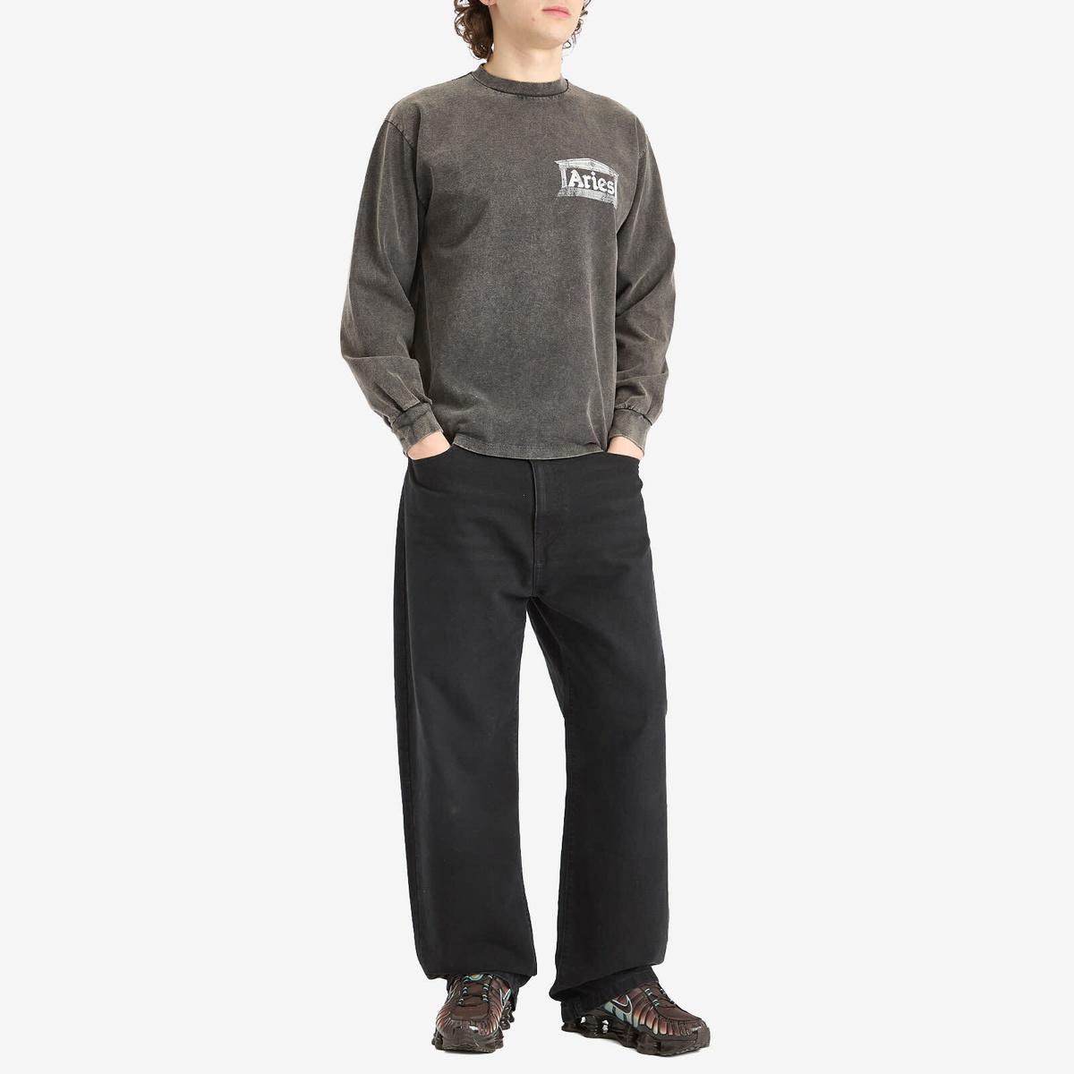 Aries Men's Aged Ancient Temple Long Sleeve T-Shirt in Black