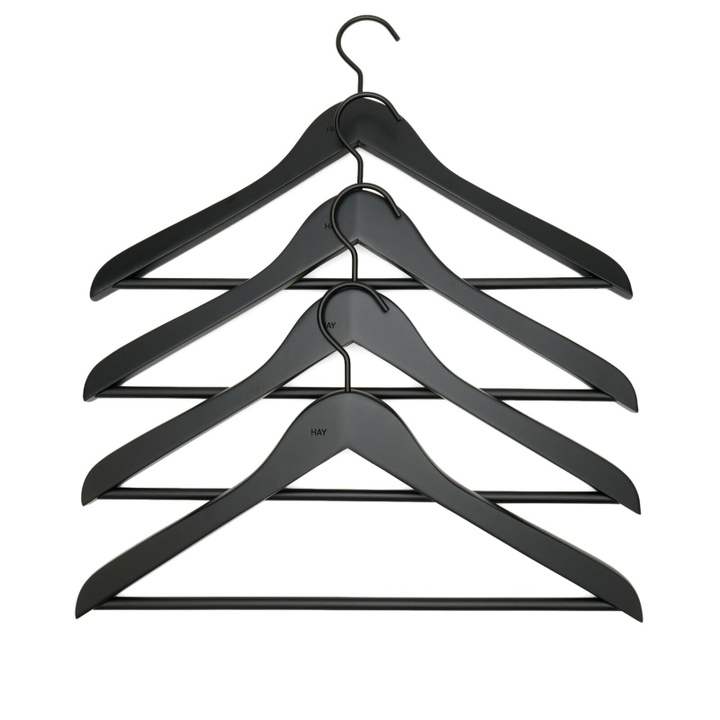 Photo: HAY Smooth Slim Bar Coat Hanger - Set of 4 in Black 