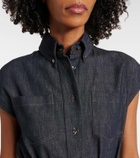 Brunello Cucinelli Belted denim maxi dress