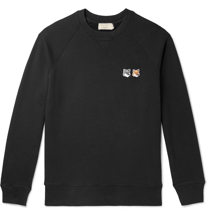 Photo: Maison Kitsuné - Logo-Appliquéd Loopback Cotton-Jersey Sweatshirt - Gray