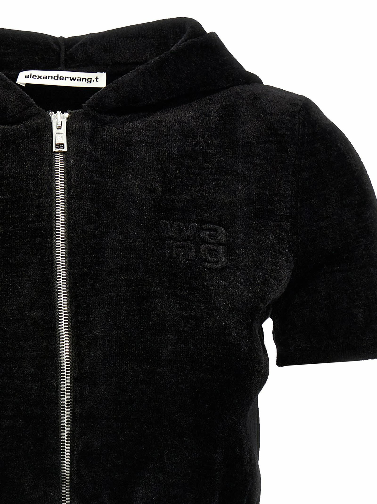 T by Alexander Wang Logo Chenille Cropped Hoodie