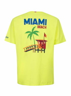 MC2 Saint Barth Man Cotton T-shirt With Miami Beach Postcard Placed Print