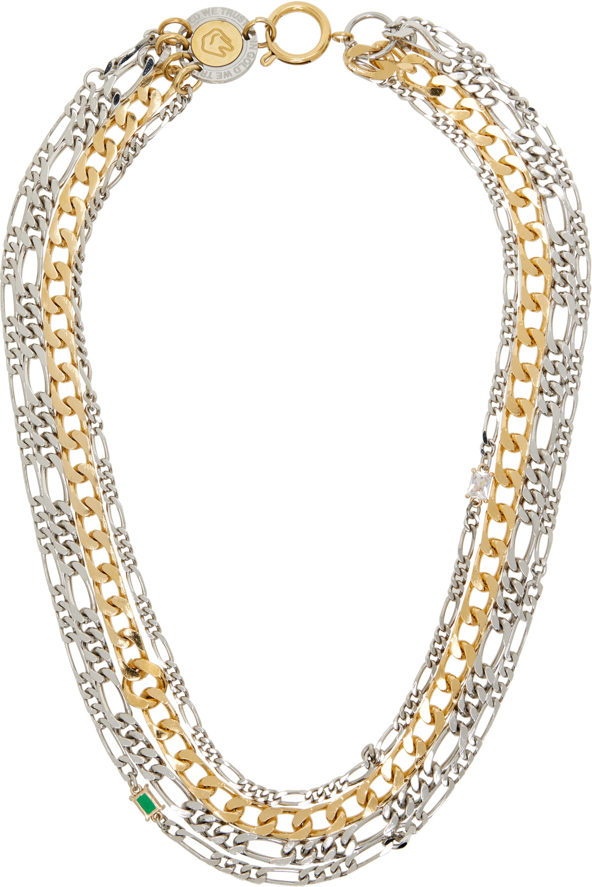 IN GOLD WE TRUST PARIS Multirow Chains Logo Clasp Necklace