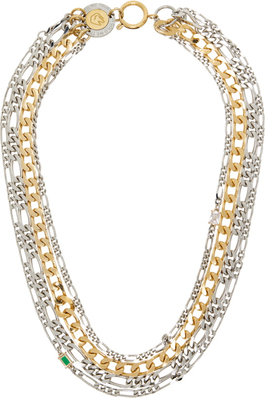 Photo: IN GOLD WE TRUST PARIS Multirow Chains Logo Clasp Necklace