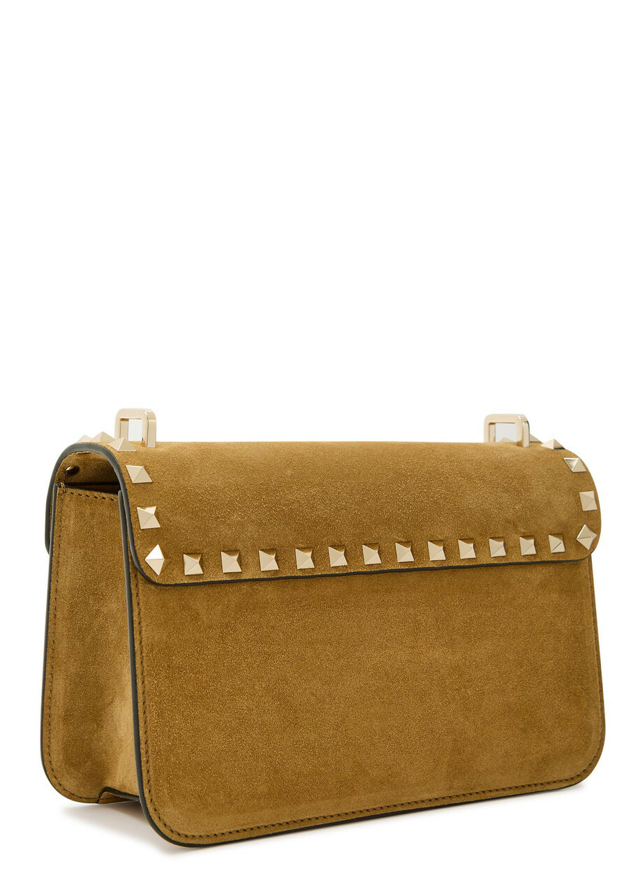 Valentino Garavani Rockstud Small Suede Shoulder bag - Beige - One Size