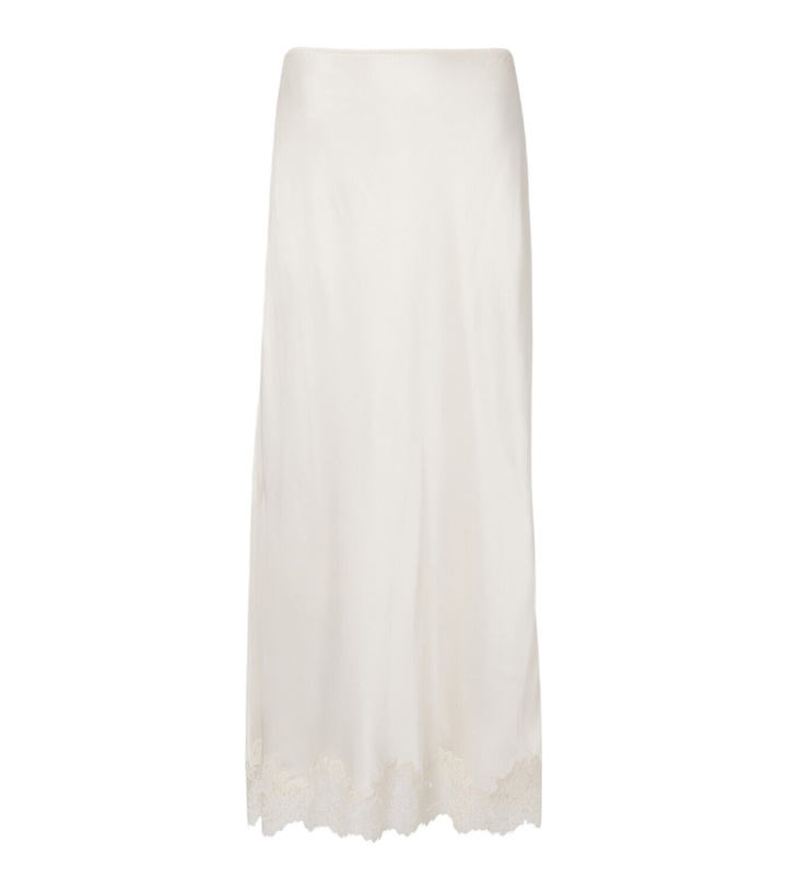Photo: Rixo Matilde lace-trimmed satin slip skirt