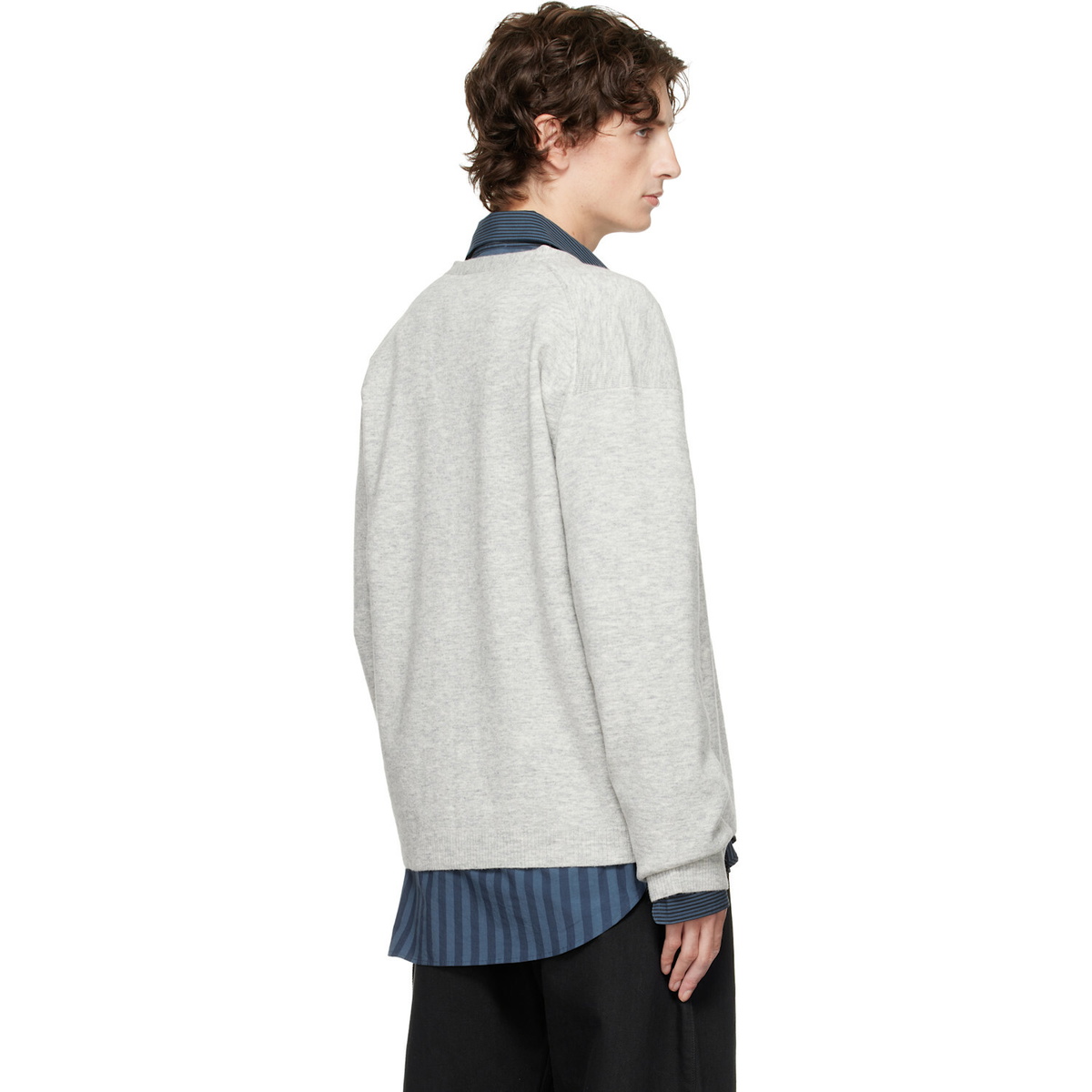 JW Anderson Gray V-Neck Zip-Up Cardigan