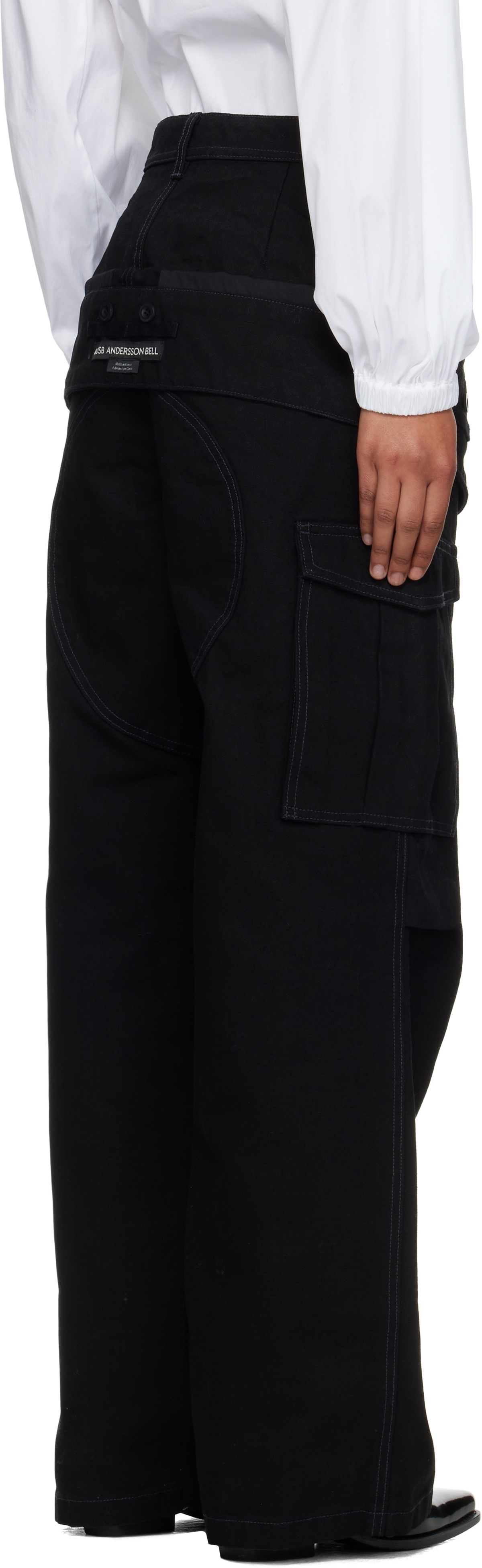 Andersson Bell Black Double Waist Work Wide-Leg Cargo Pants