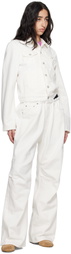 ALAINPAUL White Molded Shoulder Denim Jacket
