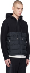 Moncler Navy Embroidered Down Jacket