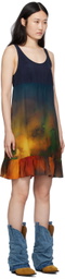 R13 Navy & Orange Pattern Minidress