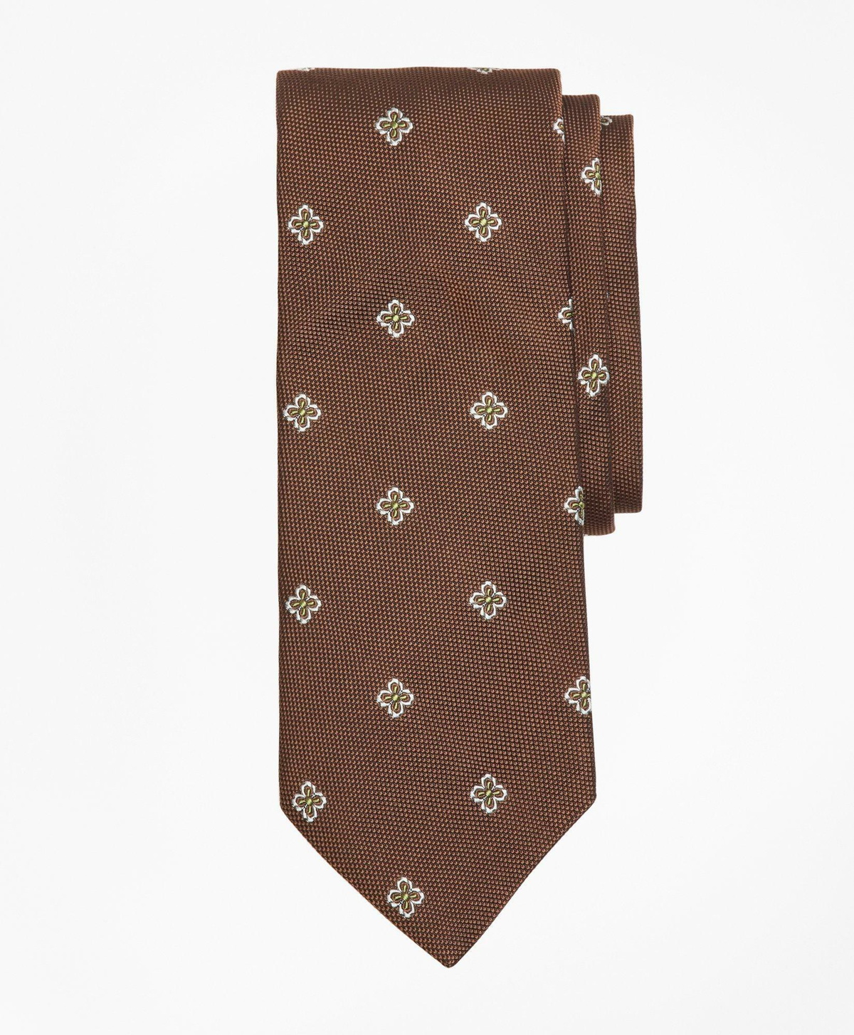Brooks Brothers Men's Textured Four-Petal Flower Tie | Brown