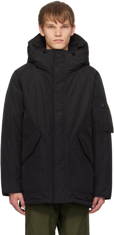 Photo: nanamica Black Hooded Down Coat