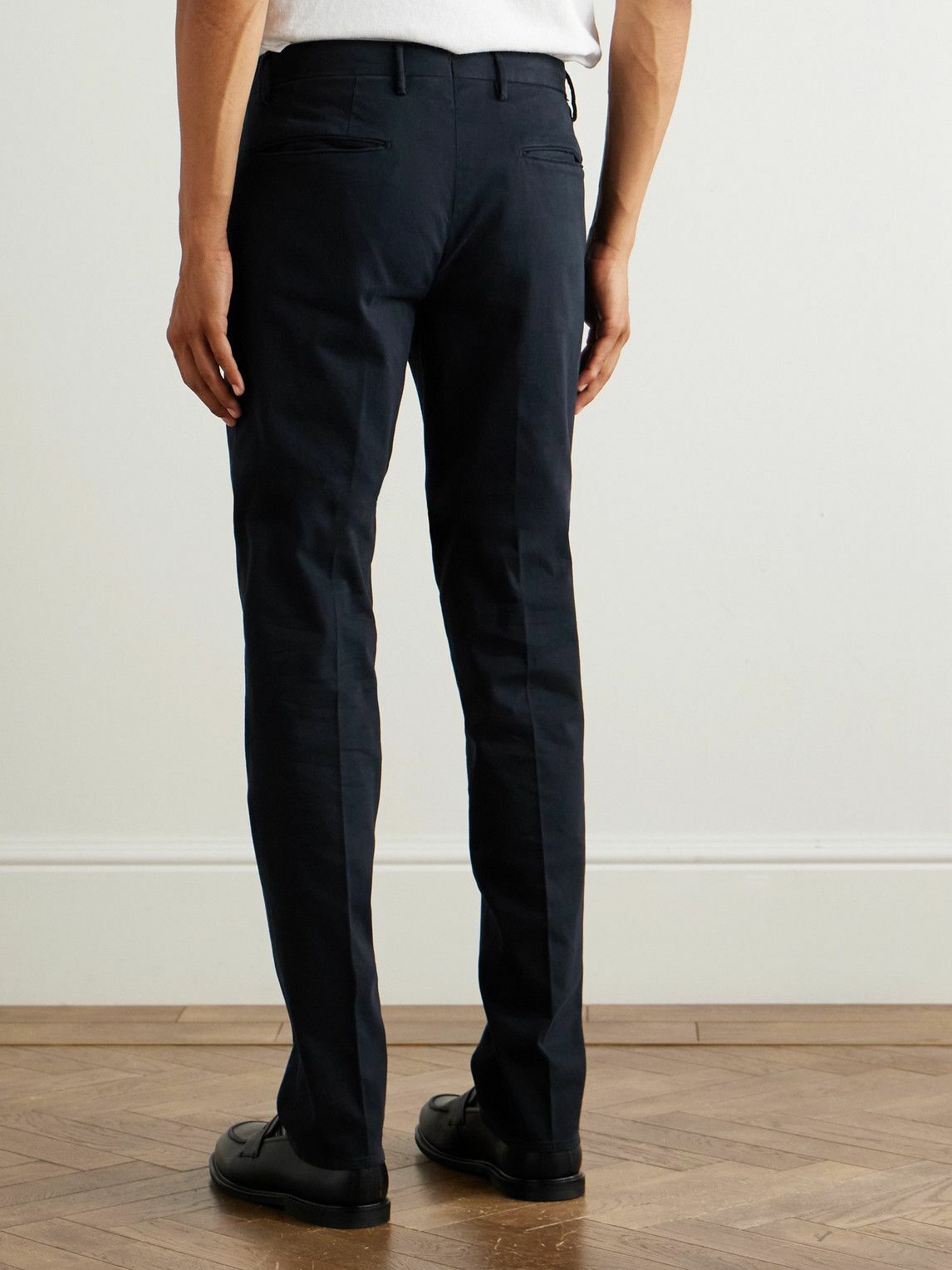 Incotex - Straight-Leg Cotton-Blend Twill Trousers - Blue