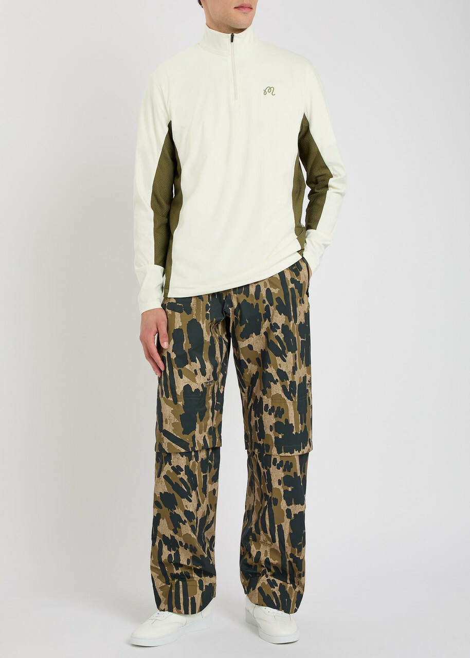 Malbon Santiago Logo Half-zip Stretch-jersey Mid-layer Jacket Cream