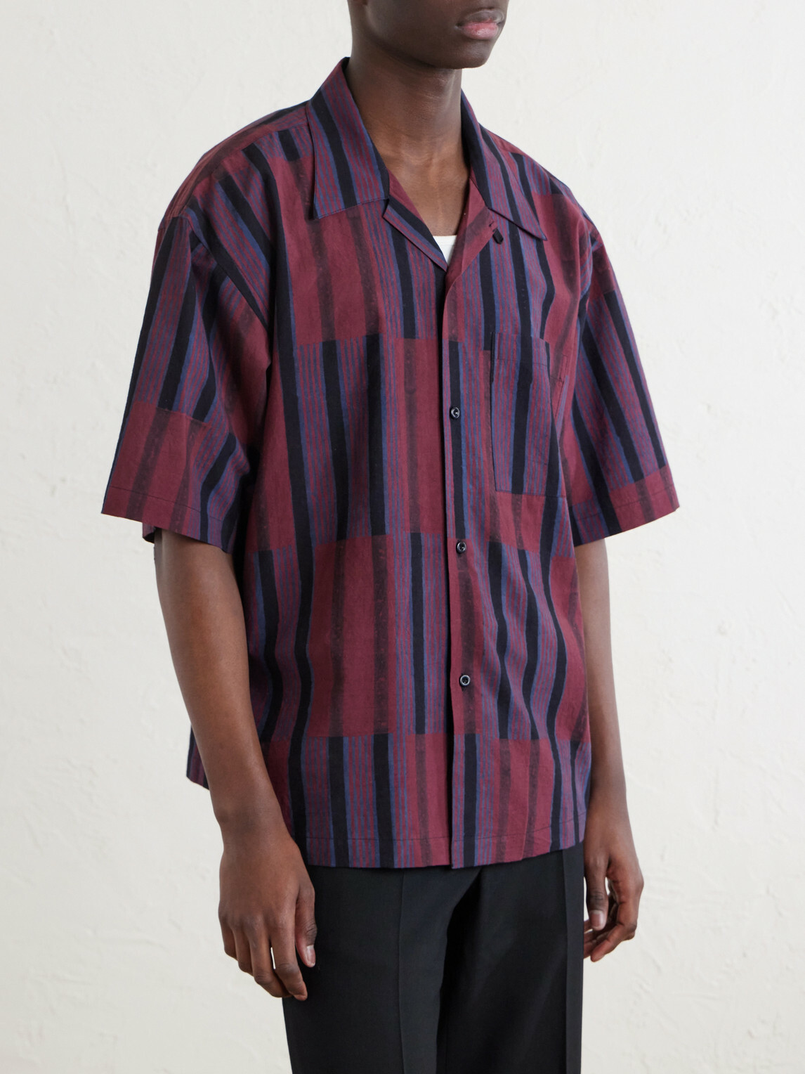 Kardo - Rohit Convertible-Collar Striped Cotton Shirt - Brown