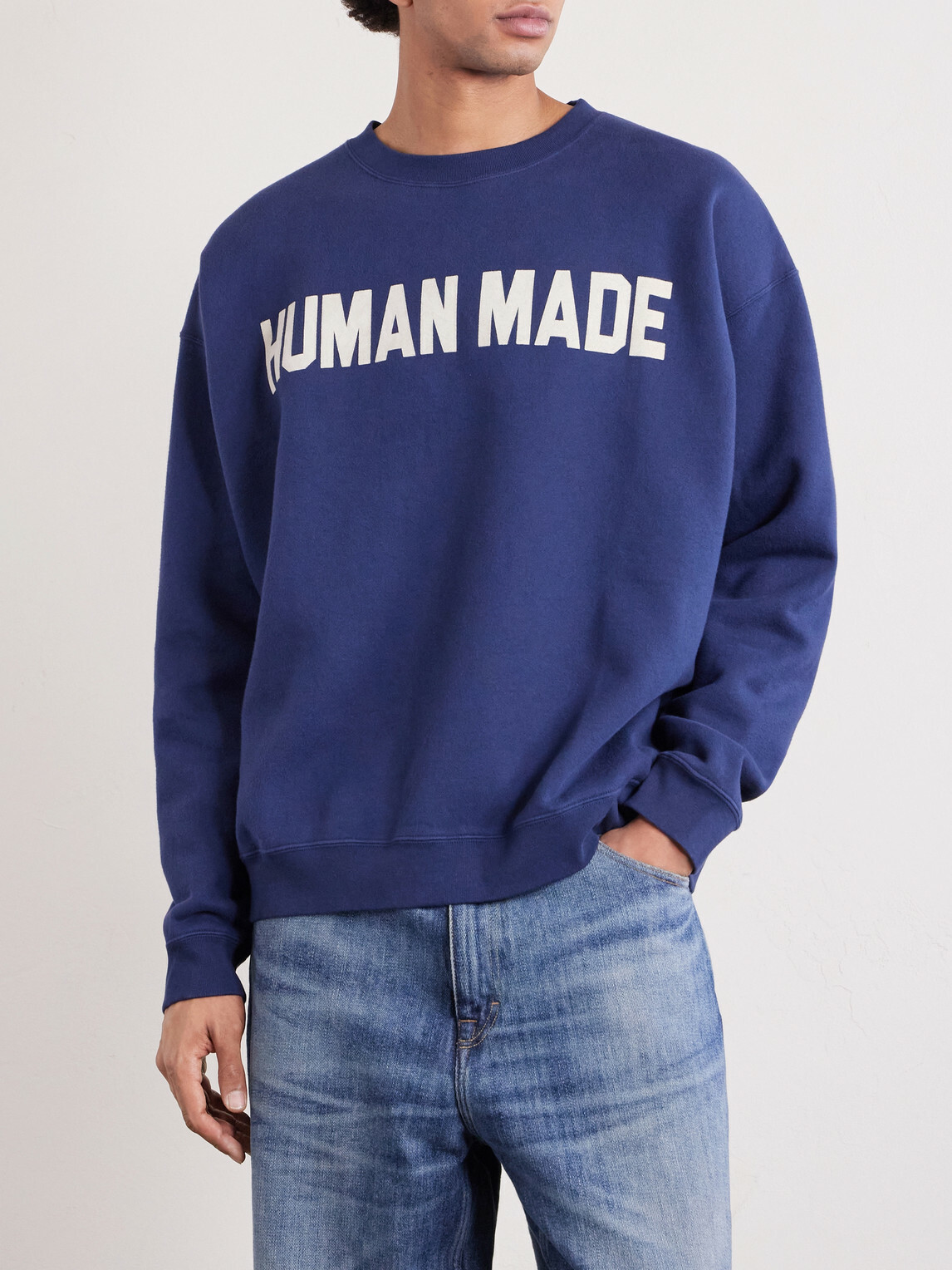 Human Made - Logo-Print Cotton-Jersey Sweatshirt - Blue