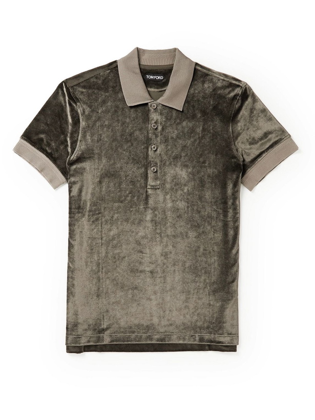 Photo: TOM FORD - Velvet Polo Shirt - Green