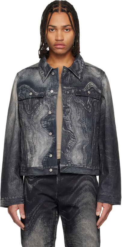 Photo: CAMPERLAB Black Distorted Print Denim Jacket