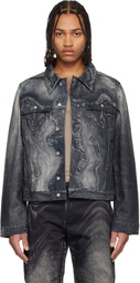 CAMPERLAB Black Distorted Print Denim Jacket