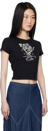 Anna Sui Black Crewneck Beach Girl Baby T-shirt