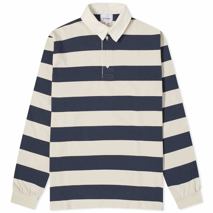 Photo: Palmes Men's Colt Rugby Shirt in Navy/White