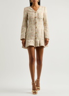 Self-portrait Embellished Bouclé Tweed Mini Dress Pastel
