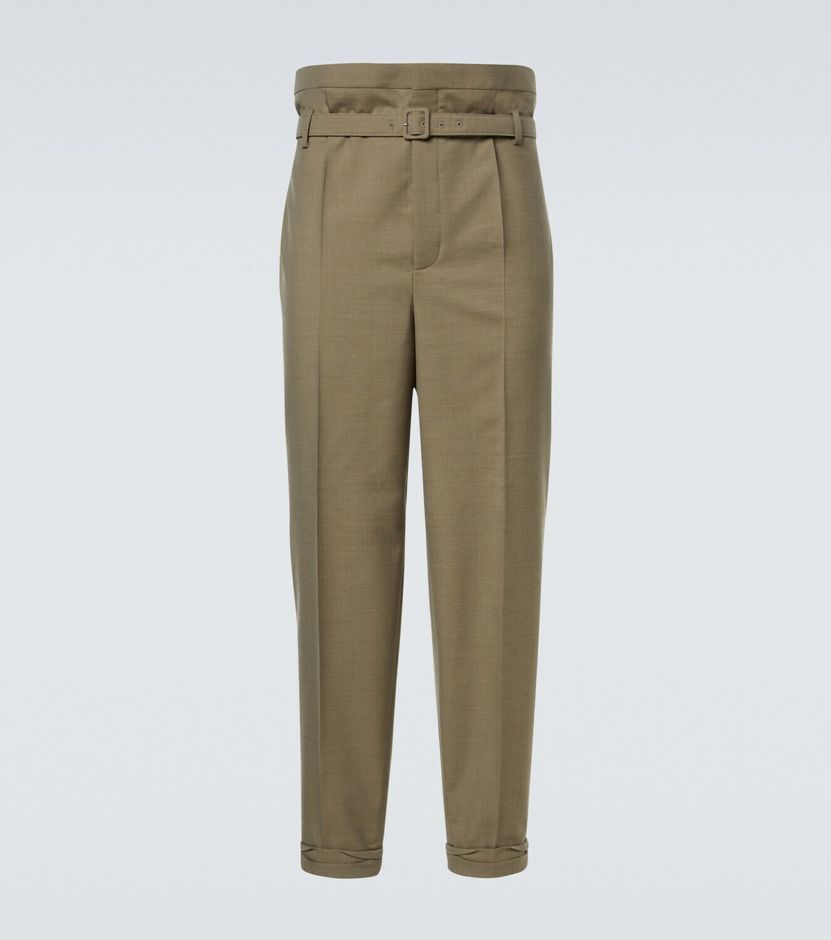 Saint Laurent Belted pleated wool slim pants