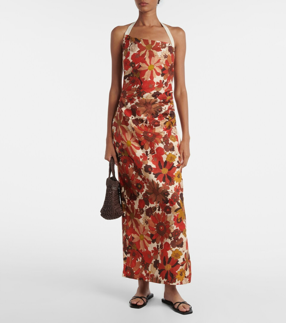 SIR Castella floral gathered linen maxi dress
