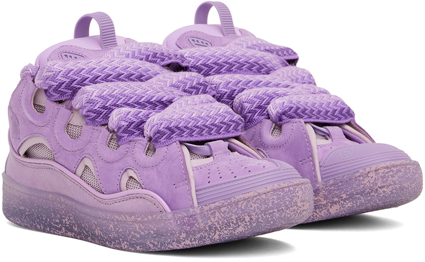Lanvin Purple Leather Curb Sneakers Lanvin